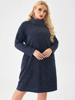 Fall Plus Size woclothing Long sleeve Casual dress fashion ladies elegant With Pockets Lapel dress