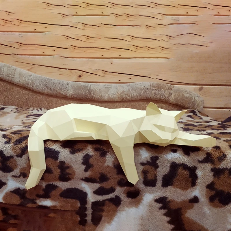3D Papercraft Paper Sleeping Cat for Boy's Bedroom Wall Decor Art Home Hallway Party Decorations