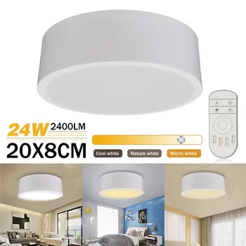 

24W Round LED 3color Dimming Ceiling Light Controle Remoto 30-50m 48led 5730 2400LM Fixture Kitchen Bedroom Down Lamp AC110-240V