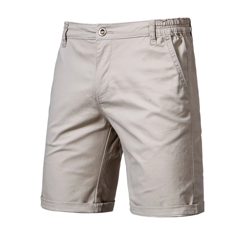 2020 New Summer 100% Cotton Solid Shorts Men High Quality Casual Business Social Elastic Waist Men Shorts 10 Colors Beach Shorts