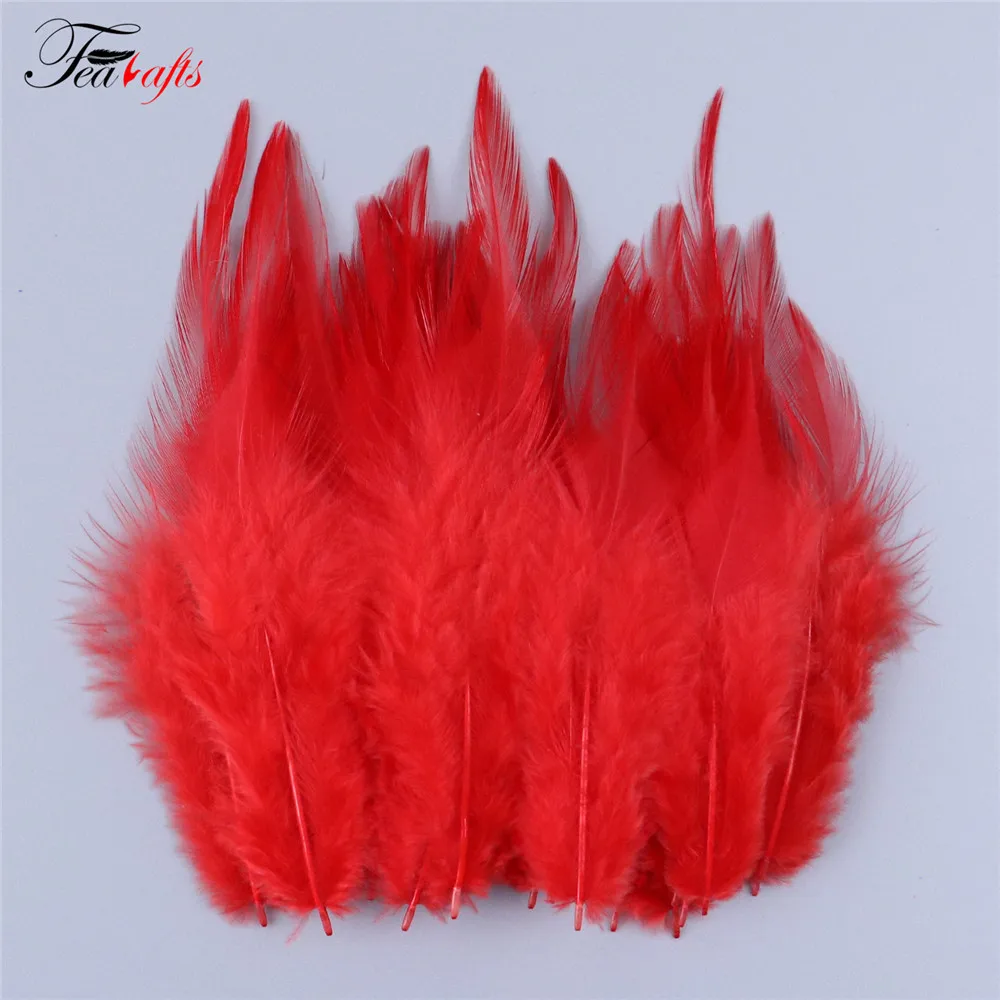 Rooster Feathers Craft Feathers Natural Feathers 100pcs Rooster Feather Plume For Jewelry Making Pink Fly Tying Plumas Wedding Dress Decorative Dream Catcher Feathers DIY Crafts rooster feathers craft feathers natural feathers