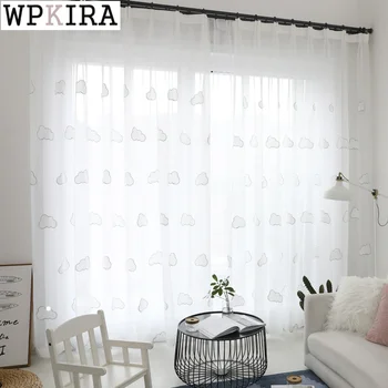 

Cartoon Cloud Pattern Sheer Curtain for Kids Room Bedroom Tulle Curtain for Living Room Delicate Fabric Voile Drape S429#40