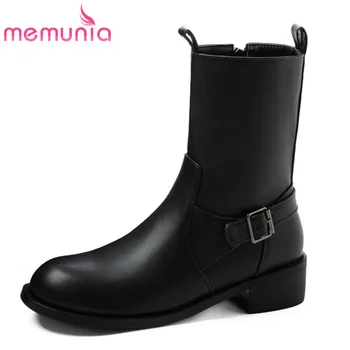 

MEMUNIA 2020 wholesale big size 48 low heel casual shoes women boots round toe buckle zip autumn winter ankle boots woman
