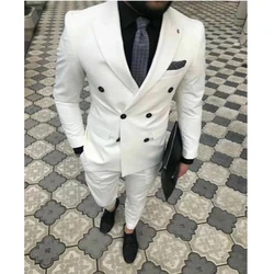 New Arrival White Wedding Dress Tuxedos Dinner Suits costume homme terno masculino Mens Suits Set Two Pieces Suits(Blazer+Pants)