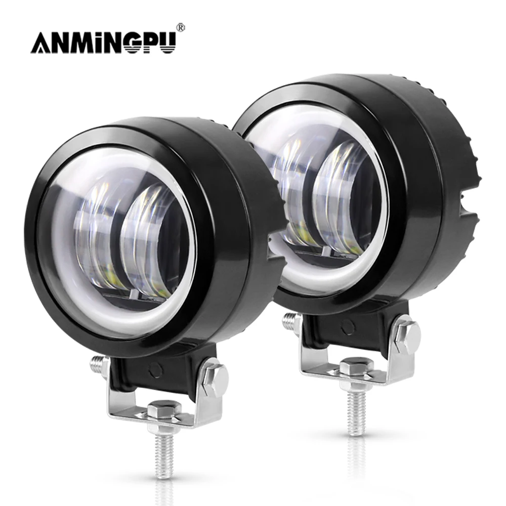 

ANMINGPU 2x 3" 20W LED Angel Eyes Work Light Bar Off Road 12V 24V Spot LED Night Light Bar for Truck 4x4 Boat Atv Car Fog Light