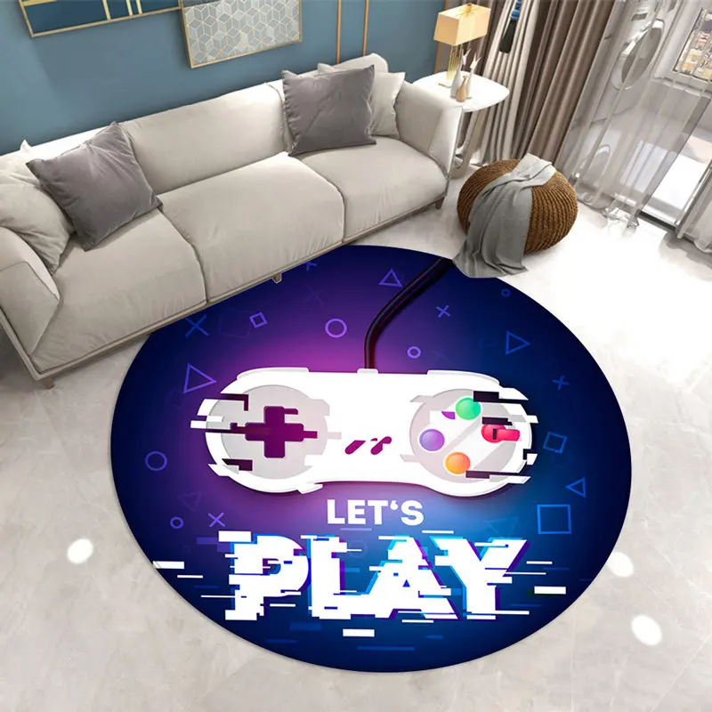 3D Living Room Mat Carpet Gamer Area Rug Chair Mats Rug for Bedroom Children Doormat Flannel Anti-slip Round Rugs and Carpets