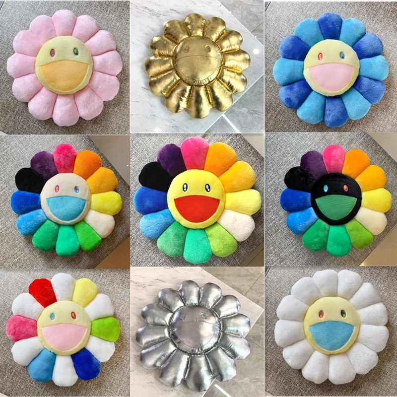 

New 40cm/60cm Kawaii Smile Sunflower Pillow Soft Flower Stuffed Doll Colorful Plush Toy Home Decor Cushion Gifts Decoration