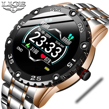 

LIGE Reloj inteligente Smart Watch Men smartwatch Waterproof Sports Fitness Tracker Luxury Stainless Steel Strap For Android ios