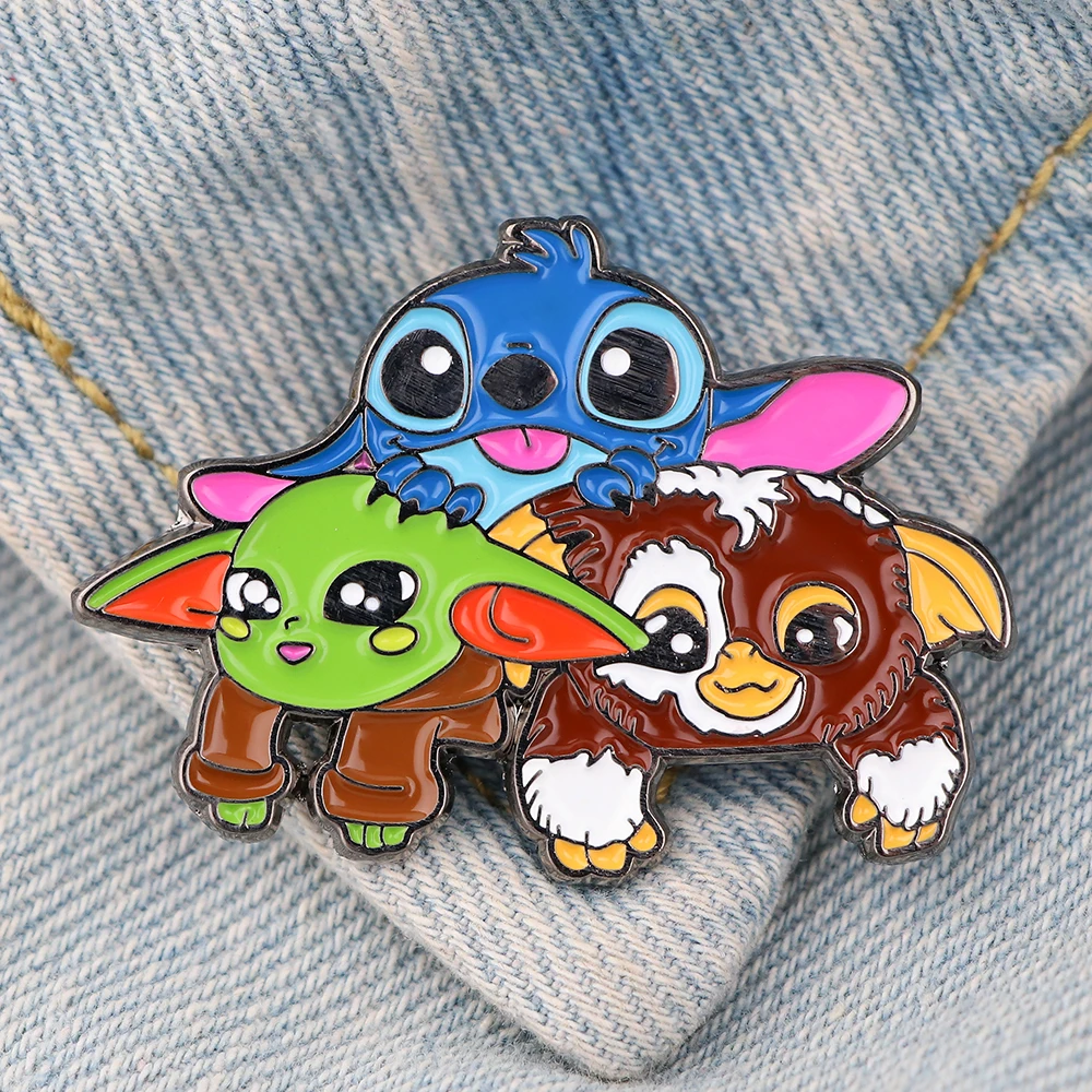 Yq739 Disney Stitch Lapel Pins Alien Monster Brooch Cartoon Icons Badge For Bags Wallet Hoodies Collar Pin Jewelry Accessories Brooches Aliexpress