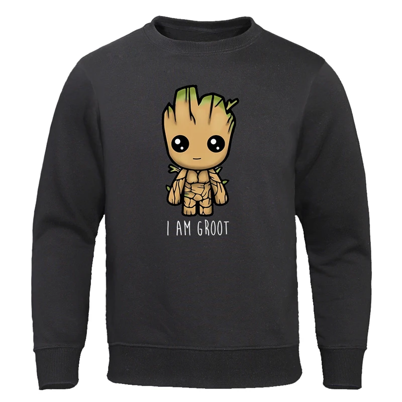 Новинка осени, толстовки с капюшоном I Am groot, мужские повседневные Модные свитшоты, уличная одежда в стиле хип-хоп, пуловеры harajuku, топы с милым принтом Groot