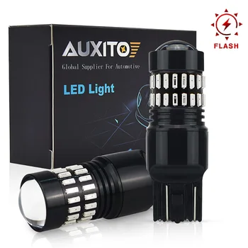 

AUXITO 2X Strobe Flash T20 LED 7443 7440 W21W 7441 7444 T25 3157 3047 3057 48SMD Car Brake Bulb Red Blink Tail Stop Light 12V
