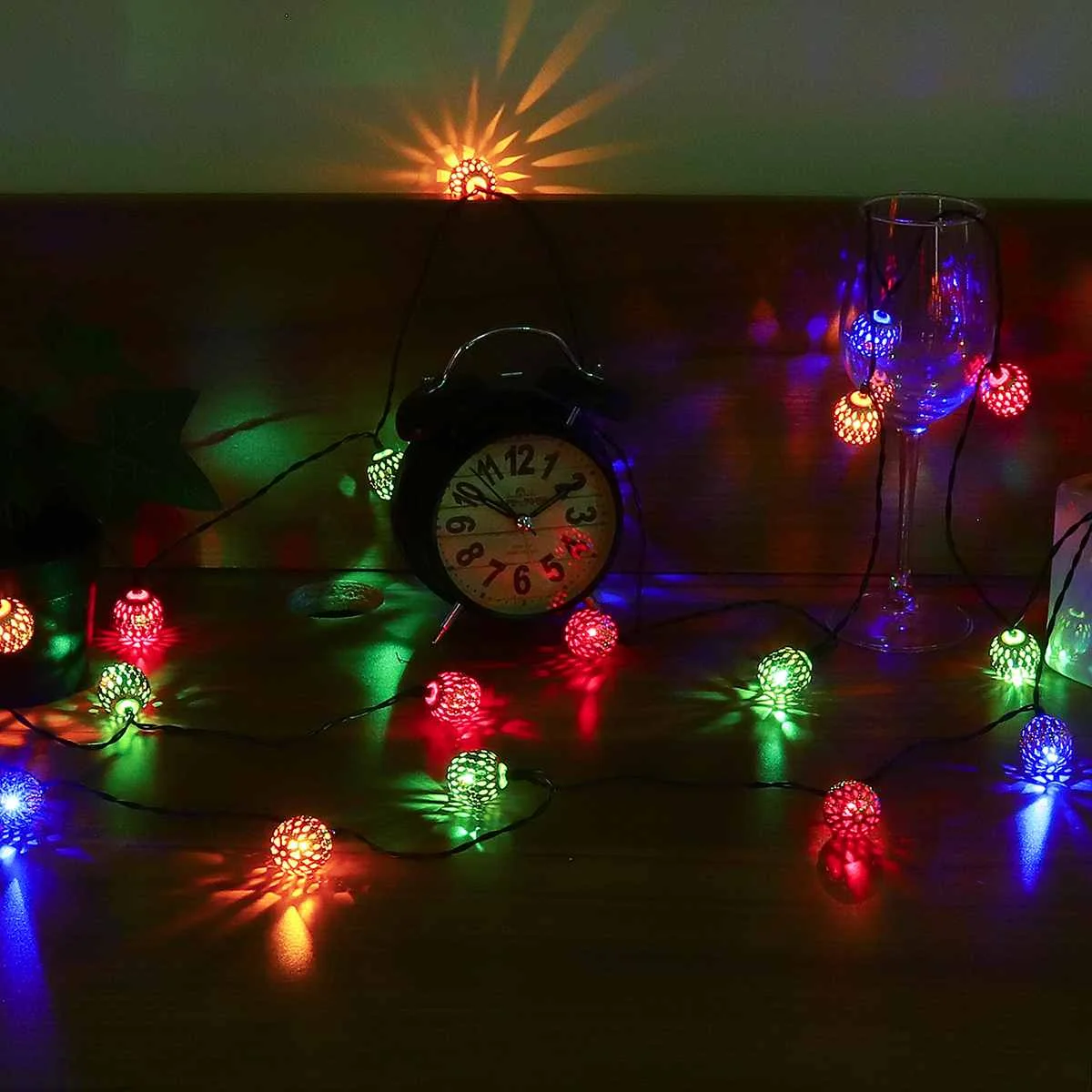 Colorful 30LED 20 Вт, 30 Вт, 50LED солнечное освещение гирлянды светодиодные уличные садовые фонари марокканский серебрянный металлический шар, волшебное сказочное настенный светильник для дома Декор для патио - Испускаемый цвет: Colorful 30LED