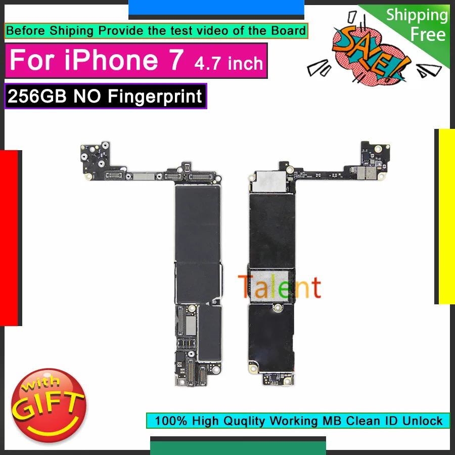 For IPhone 7 Motherboard 256GB Without Touch ID Home Button Unlocked Original Mainboard Good Logic Board Tested Full Functions | Мобильные