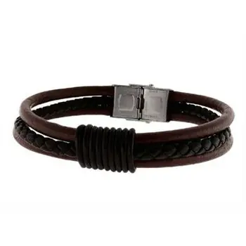 

Boy bracelet combined with different leather steel
