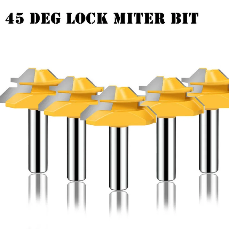 

1PC 8mm 1/4" Shank Small Lock Miter Router Bit Anti-kickback 45 degree 1/2" Shank Milling Cutter for Woodworking Tool wood knife