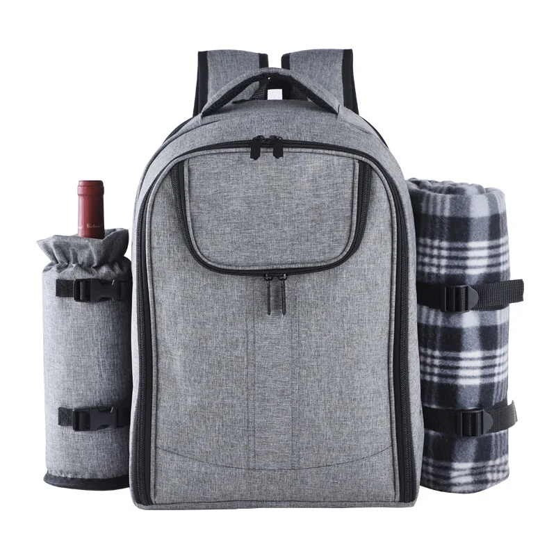 Рюкзак для пикника корзина портативный изолированный охладитель коробка Ланчбокс дорожный барбекю кемпинг мешок для пикника на открытом воздухе водонепроницаемый - Цвет: Серый