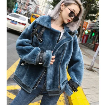 

winter 2020 woman new high quality sheepskin coat sheep skin Korean large size sheep shearing fur coat