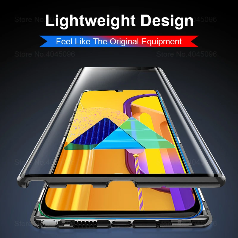 Magnet Metal Double Sided Glass Case For Samsung Galaxy M30s Magnetic Flip on samsun m30 s 6.4 inch Protective Cover | Мобильные
