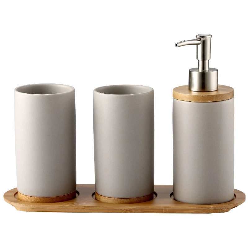 

3PCS Ceramic Bathroom Accessories Set Fashion Soap Dispenser Toothbrush Holder Tumbler Ceramic Household Bathroom Product