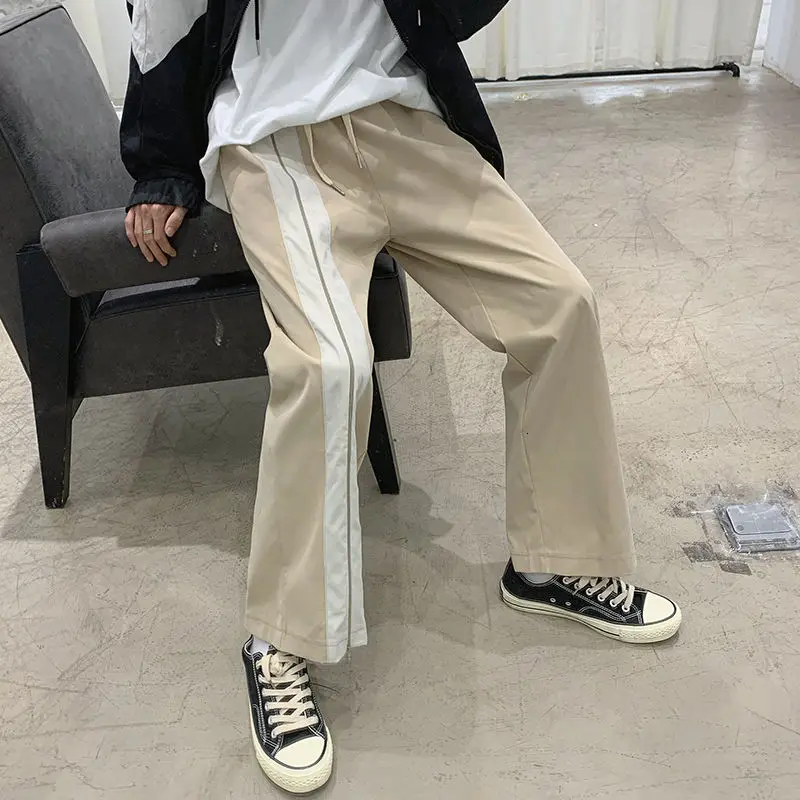 

2020 Autumn And Winter New Youth Fashion Loose Zipper Decoration Straight Leg Pants Fashion Casual Overalls Black/khaki