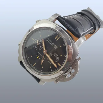 

BOMAX MARINA Watch automatic power reserve 44mm military luminous pointer silver 316L stainless steel case leather strap S32