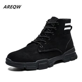 

2020 Winter New Solid Color Plus Velvet Warm Outdoor Plus Velvet Slip Trend Men's High Help British Wind Men's Boots