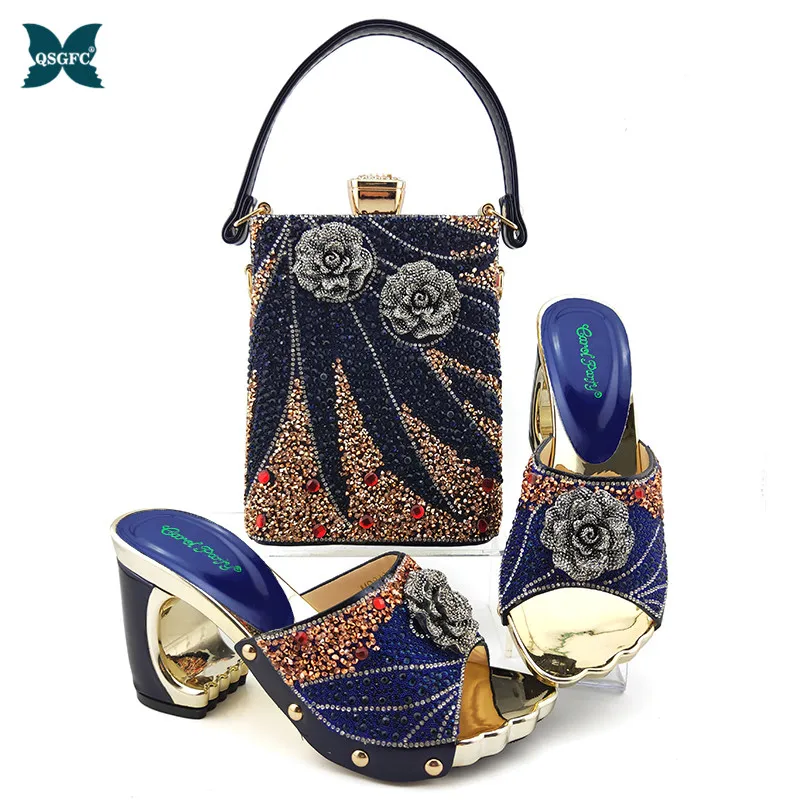 Royal Blue Новые поступления модная обувь итальянского дизайна и сумка к ним в комплекте, туфли на высоком каблуке; комплект из обуви и сумки для Nigerin вечерние небесно-голубого цвета для вечерние - Цвет: Royal Blue