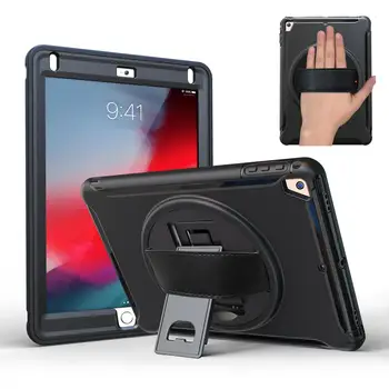 

For iPad 9.7 inch 2018/2017 Case 360 Rotating Hybrid TPU+PC Shockproof Rugged Hand Strap Stand Cover Case for iPad 5th 6th Gen