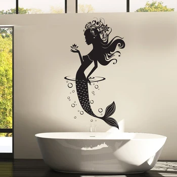 

Mermaid Wall Decal Bathroom Mermaid Nautical Ocean Sea Wall Sticker For Girls Room Bathroom Decor Vinyl Art Decal Mural C445