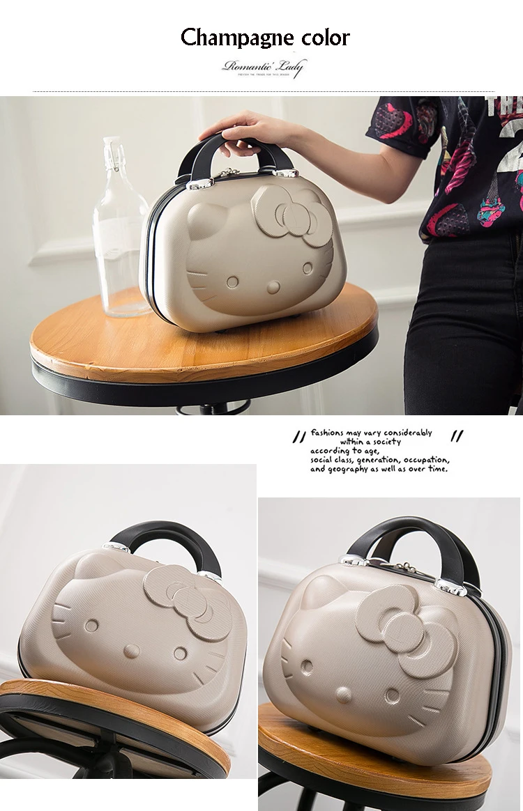 2018Hello Kitty Cosmetic Bag Cartoon Travel Bag Portable Ladies Handbag Cute Cosmetic Case Makeup Box Anime Cartoon Cosmetic Bag