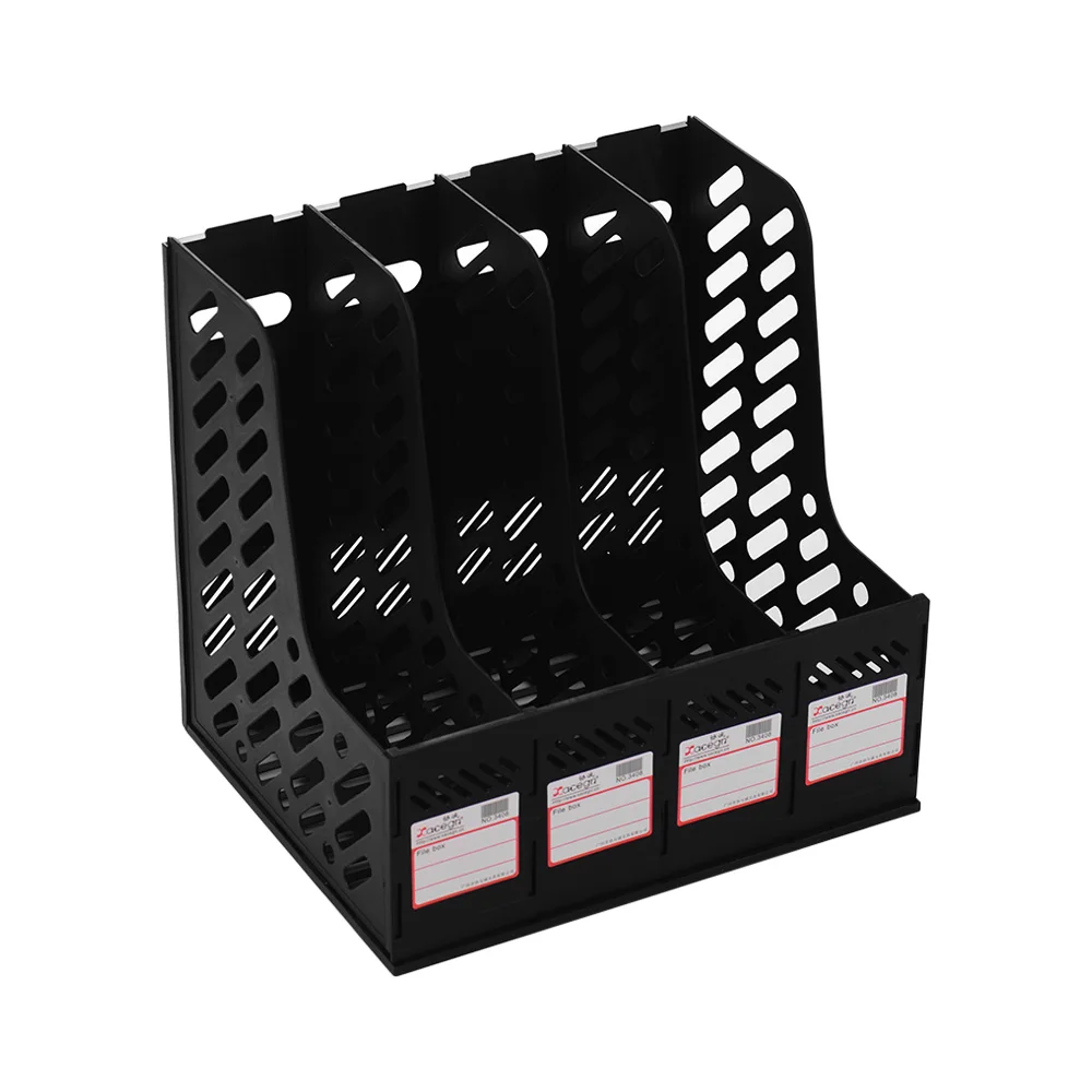 

4 Section Magazine Plastic Holder File Divider Document Cabinet Rack Storage Organizer Box for School Office Desktop