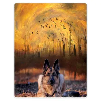 

Hommomh 60 "X80" throw blanket polyester material comfortable warm soft plush sofa blanket anti pilling sunset smart police dog
