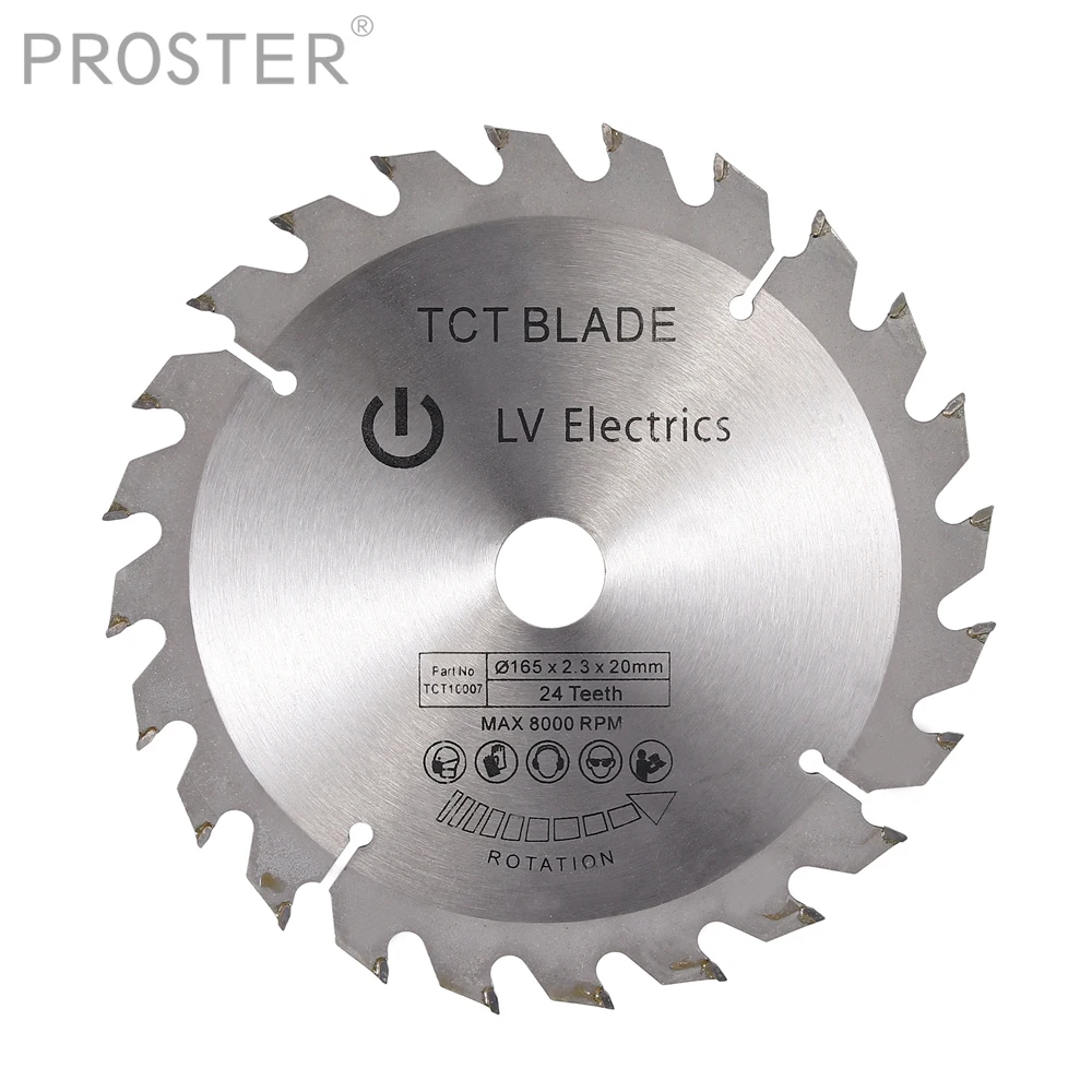 Proster For 24T 165mm 16mm Bore TCT Circular Saw Blade Disc for Dewalt