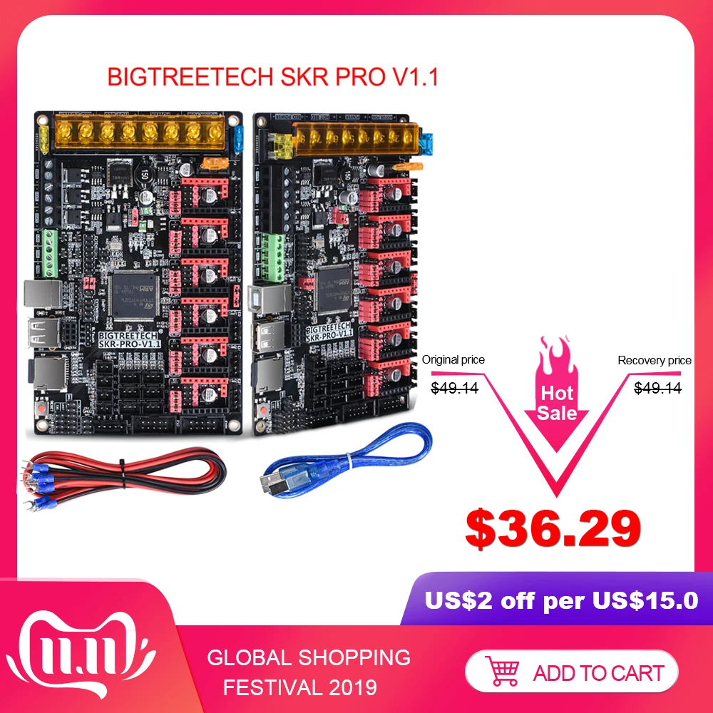 Kaufen BIGTREETECH SKR PRO V1.1 Control Board 32Bit VS SKR V1.3 Rampen 1,4 3D Drucker Teile MKS GEN L Für Ender 3 5 CR10 TMC2208 TMC2209