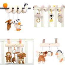 Игрушки для новорожденных 0-12 месяцев, музыкальные мягкие игрушки для коляски, мягкие игрушки для животных, детская кроватка, подвесная развивающая игрушка-погремушка для младенцев