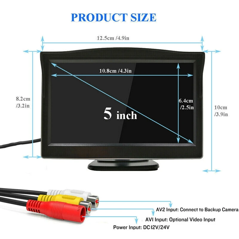 5 Inch 800X480 TFT LCD HD Sn Monitor with Dual Mounting Bracket for Car Backup Camera/Rear View/DVD/Media Player enlarge