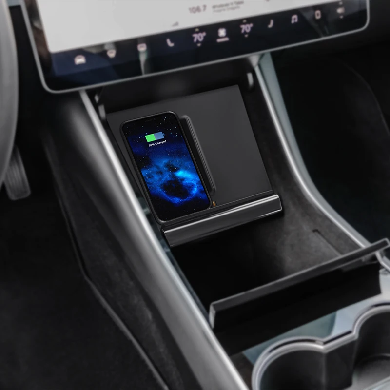 Автомобиль двойной USB центральной консоли телефон зарядка беспроводной зарядник Быстрая зарядка для Tesla модель 3 Аксессуары