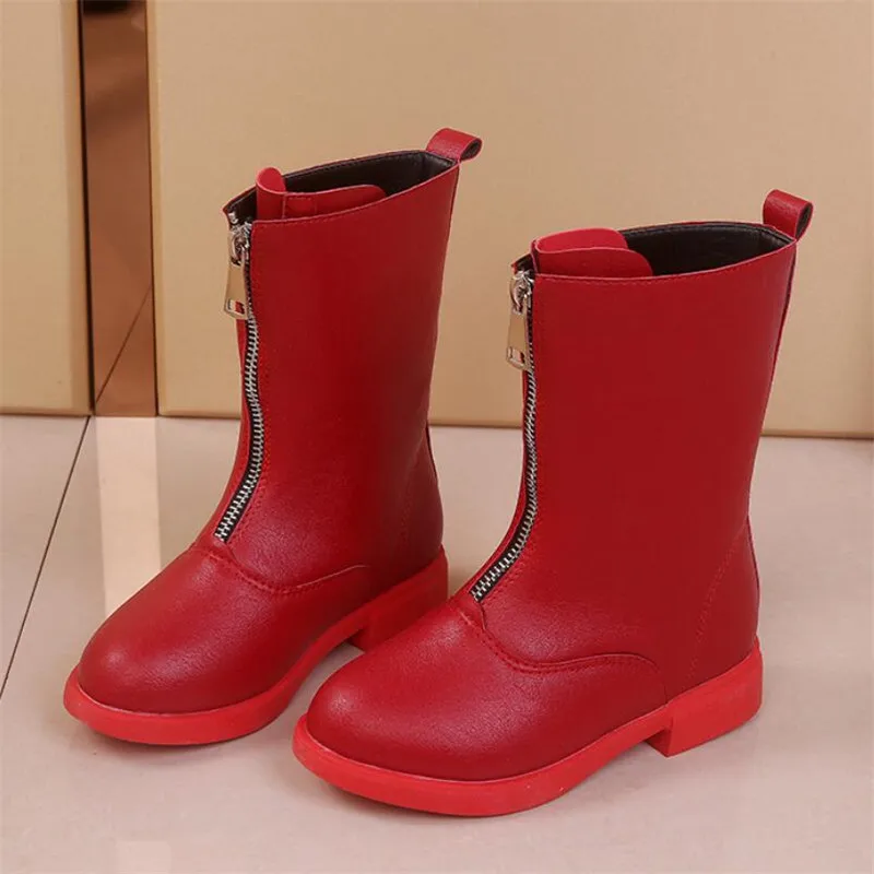 MHYONS/Обувь для девочек кожаные сапоги Chaussure Enfant детские ботинки для девочек и мальчиков зимняя обувь детские резиновые сапоги из искусственной кожи Высокие сапоги