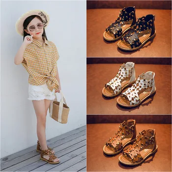 

New 2020 summer new girls sandals non-slip children fashion princess shoes rivet sandals breathable and lightweight