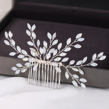 

Trendy Silver Color Rhinestone Crystal Bridal Hair Comb Wedding Hair Accessories Bridal Headpiece Women Bride Hair Jewelry Tiara