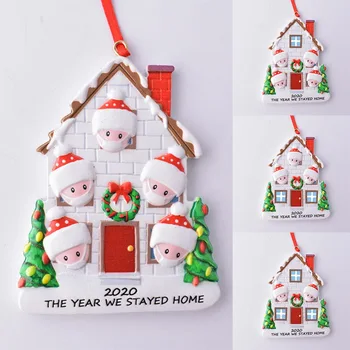 

2020 Christmas Tree Ornaments Lockdown Wooden Board Hanging Family house Decoration Memorial Gift
