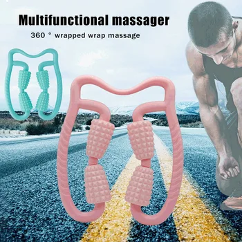

SFIT New Indoor U Shape Point Massage Roller for Arm Leg Neck Muscle Tissue for Fitness Gym Yoga Pilates Sports 4 Wheel