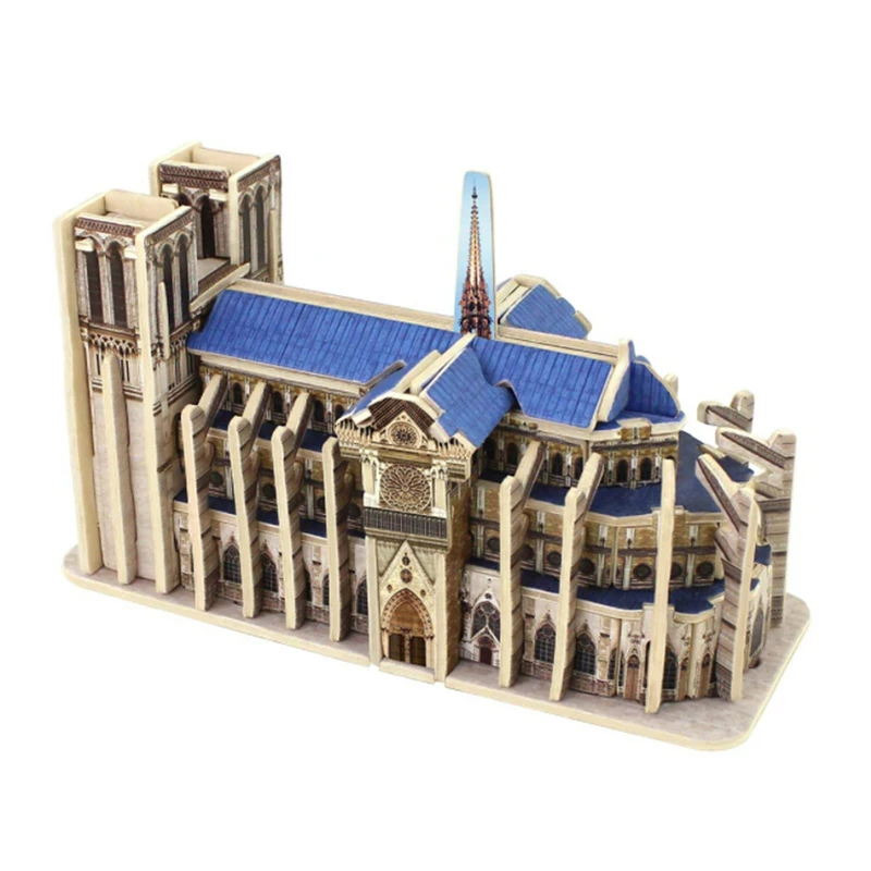 Paris Notre Dame Новая детская DIY 3D головоломка модель головоломка Строительная модель образовательная деревянная головоломка знаменитые точечные Пазлы - Цвет: Paris Notre Dame