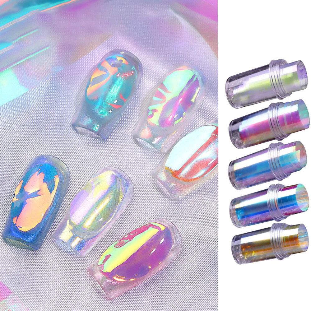 Фольга для ногтей Aurora Glass Nail Art Marble голографическая целлофановая бумага наклейка