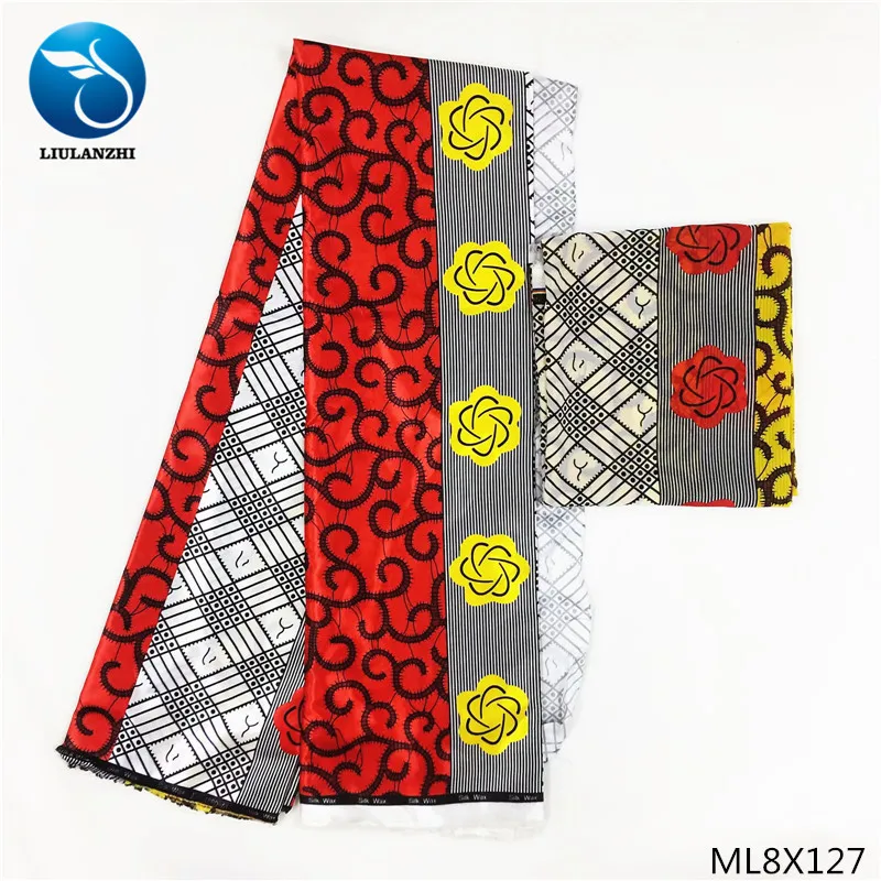 LIULANZHI африканская атласная ткань полиэстер принты африканская атласная ткань для платья Горячая Распродажа нигерийская ткань атласная ML8X112-ML8X129