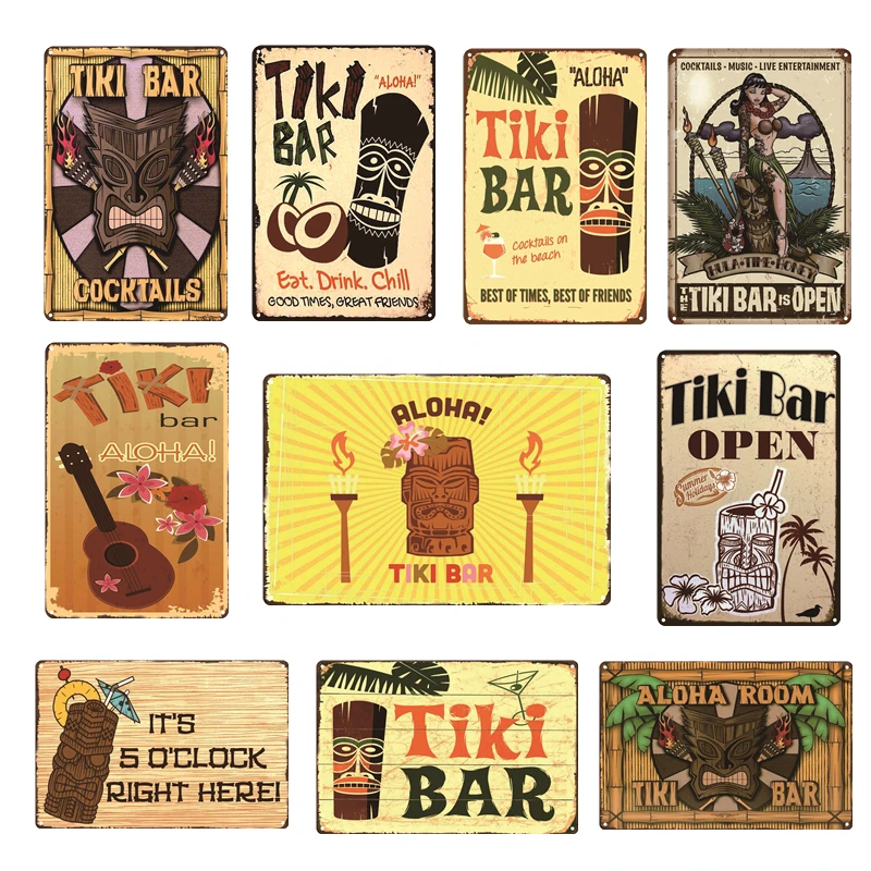 TIKI BAR ретро табличка металлические жестяные знаки художественная живопись