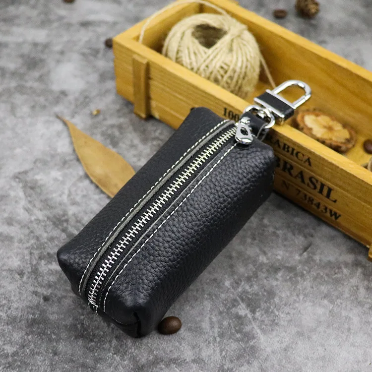 

Supply of Goods Handmade Full-grain Leather Large Capacity Zipper Genuine Leather for Door Use Key Men And Women