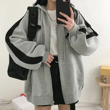 

Fashion Zip-up Harajuku Hoodies Women Clothes Hooded Long Sleeve Jumper Hooded Regular Coat Casual Korean Style Sweatshirt