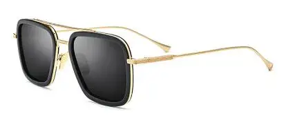 Мужские поляризационные солнцезащитные очки 3 цвета с силивером/золотом/синим квадратным металлическим каркасом поставляются в коробке - Цвет линз: black gold