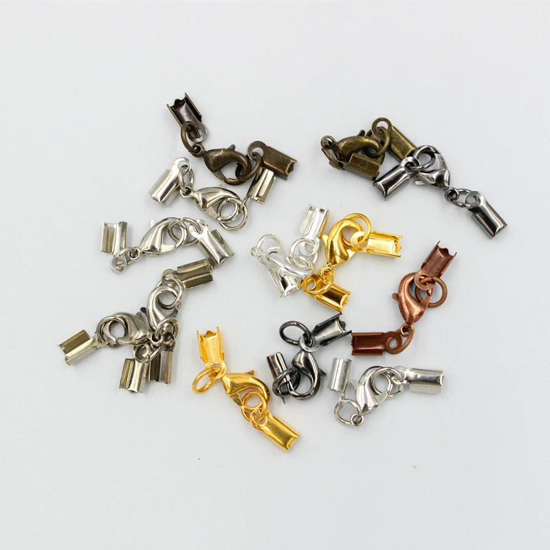 

10pcs/lot Cord Clips Extender Chain Connectors Findings Lobster Clasp For Jewelry Making DIY Bracelet Cord accessories